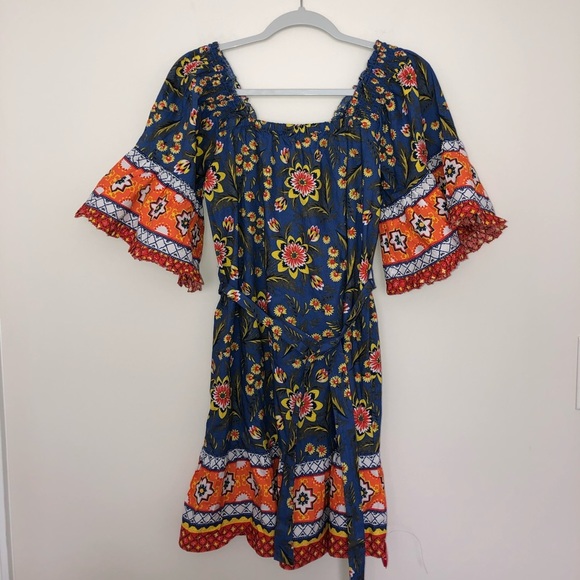 NEW Joie Chloris Blue Orange Floral Mini Dress - Picture 5 of 6